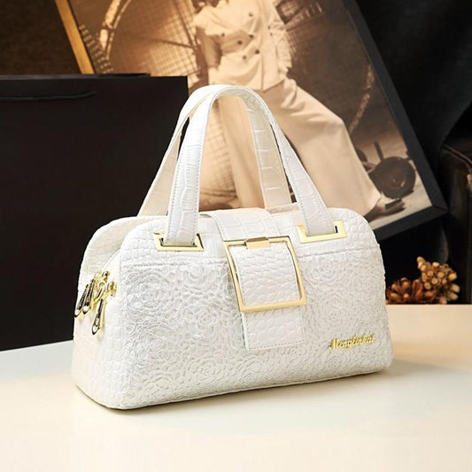 Genuine Leather Handbags Fashion All-match Handbags Atmospheric One-shoulder Messenger Bag Crocodile Pattern Middle-aged Mother Bag