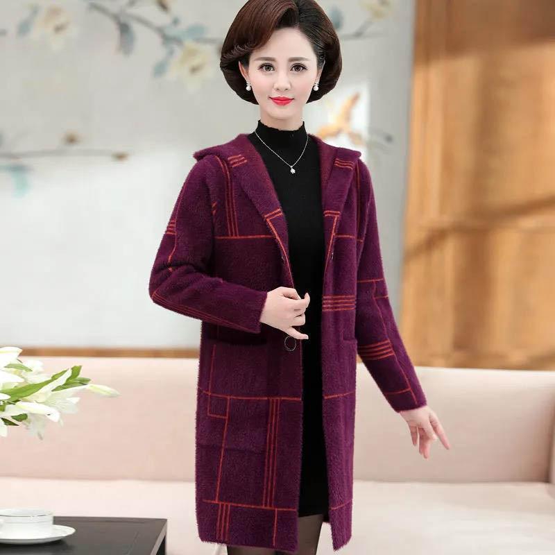 Mom Wears Autumn and Winter Imitation Fur Mink Velvet Jacket All-match Mid-length Large Size Middle-aged and Elderly Women's Western Style Coat