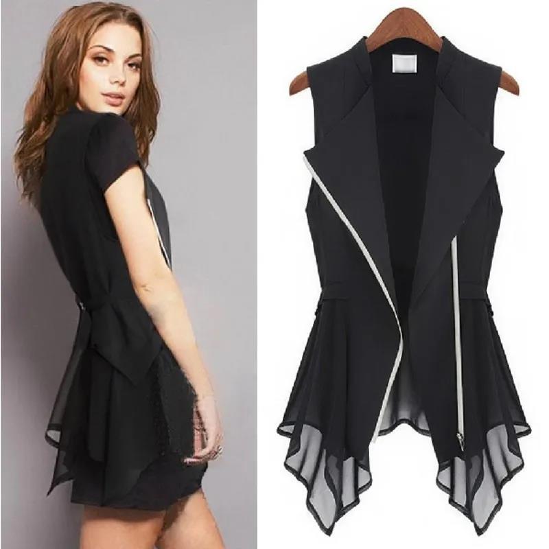 Women's Large Size Chiffon Vest Summer Sleeveless Cardigan Loose Vest Mid-length Thin Coat Sun Protection Sun-Dress