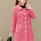 Fashionable and Elegant Women's Cotton-padded Coat In Winter Long Thick and Warm Fur Coat with Large Fur Collar