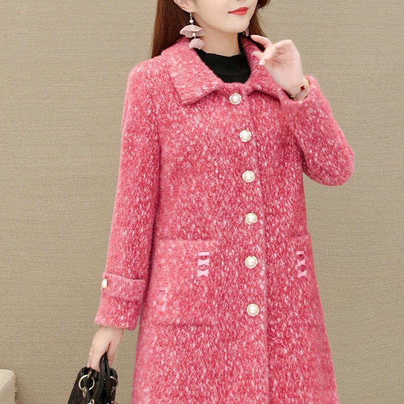 Fashionable and Elegant Women's Cotton-padded Coat In Winter Long Thick and Warm Fur Coat with Large Fur Collar