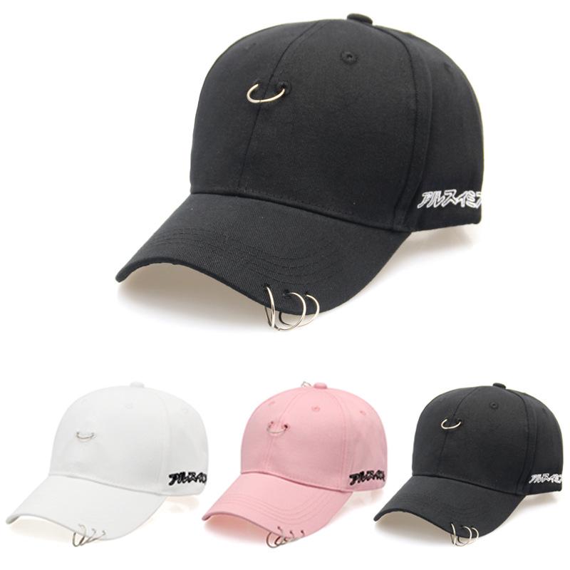 Solid Color Fashion Personality Couple Hat Iron Ring Pendant Three Ring Cap Female Outdoor