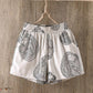Cotton and Linen Shorts Women's Summer Loose High Waist Outer Wear Elastic Waist Thinner Casual Wide-legged Five-point Pants