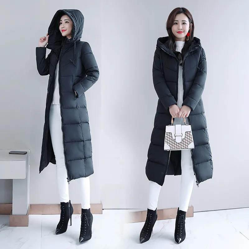 Women's Down Cotton Jacket Winter Long Section Over The Knee Thick Slim Slimming Coat Women