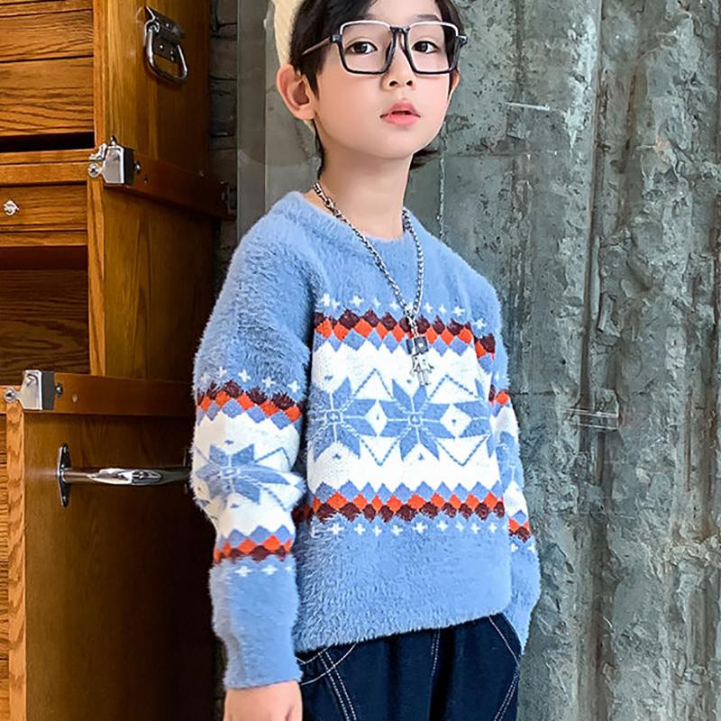 Boys and Girls Sweaters Autumn and Winter Children's Clothing Thickened Warm Bottoming Sweater Knitted Sweater