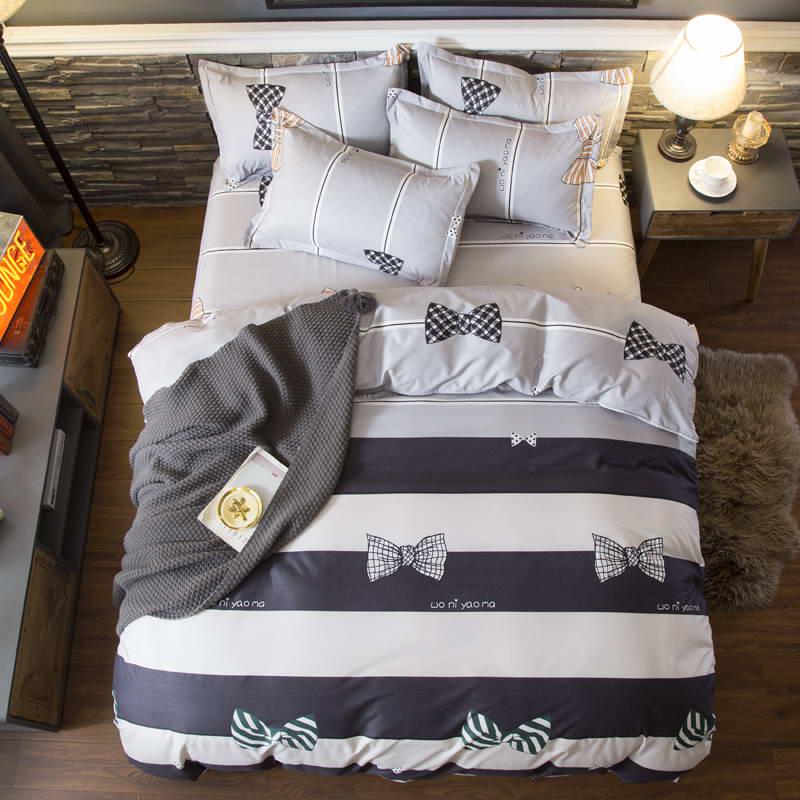 Black And White Stripes Bedding Sets Geometry Soft Bed Sheet Pillowcase &Duvet Cover Se