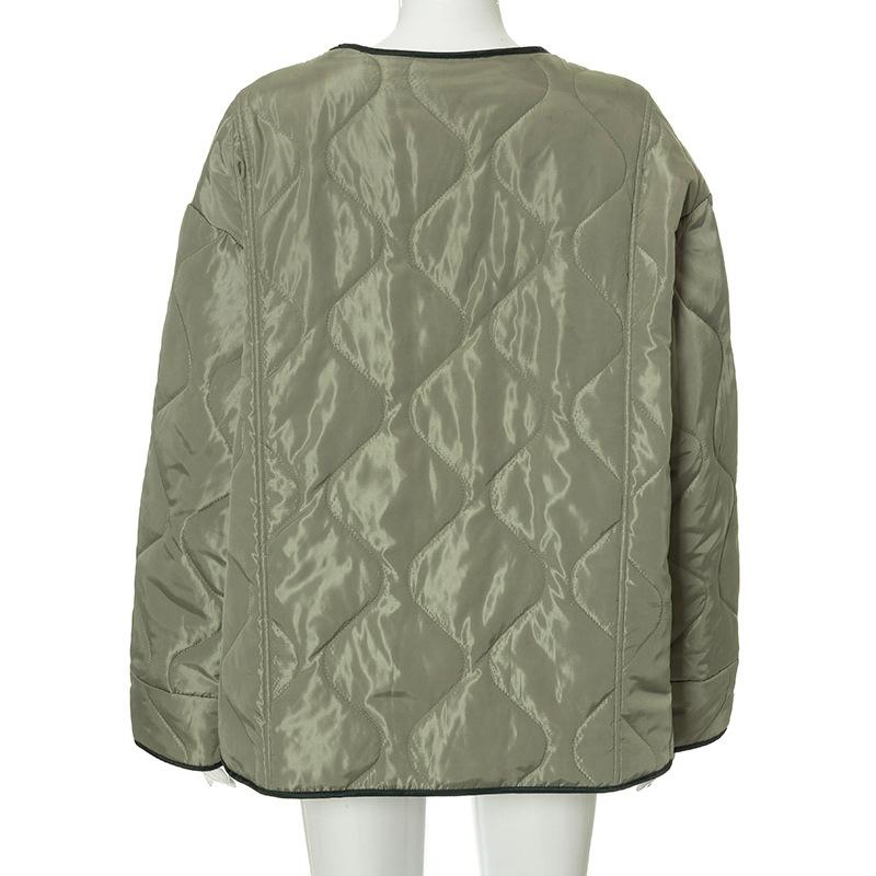 Parkas for Women Thick Warm Winter Jacket and Coats Big Pocket O Neck Army Green Padded Down Coat Loose Casual Female Outwear