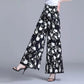 Flower Print Wide-leg Pants Women's Summer Large Size High Waist Loose Drape Thin Trousers Elastic Waist Skirt Pants