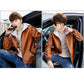Autumn and winter men's plus velvet thick leather coat plus size men's fur one leather jacket