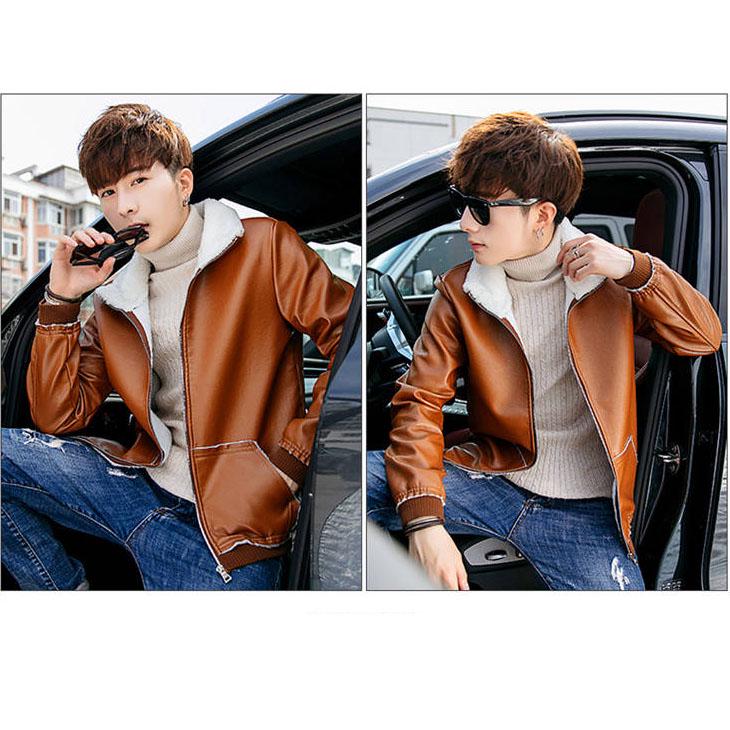 Fur One Leather Jacket Autumn and Winter Men's Thick Leather Coat Plus Size Men's Clothing