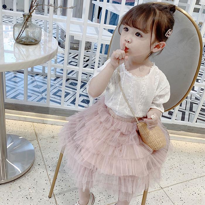 Girls' Summer Dress Girls' Shirt Loose Version 1-8 Years Old Children's Short Sleeve Shirt
