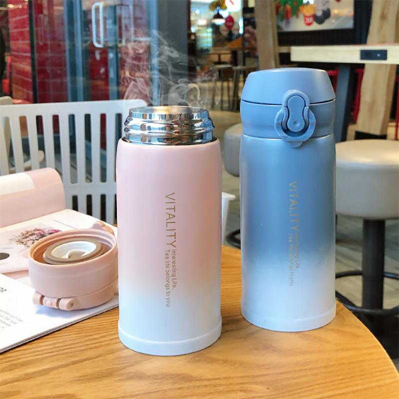 Stainless Steel Large-capacity Vacuum Flask for Male and Female Students Korean Version of Simple and Cute Water Cup High-value Portable Cup