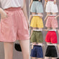 Plain Elastic Waistband Casual Shorts with Pocket Summer Loose Comfy A-line Mid Pants Ladies