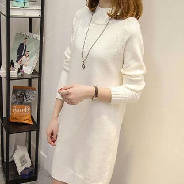 Sweater Women's Mid-length Half High Neck Long-sleeved Pullover Autumn and Winter Bottoming Sweater