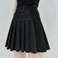 Black Pleated Skirt Spring and Autumn Design Letter Belly Elastic High Waist Skirt A-line Skirt