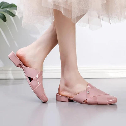 Slippers Women's Summer Fashion Korean Version Casual All-match Comfortable Low-heeled Baotou Slippers Non-slip Soft Bottom Jelly Slippers