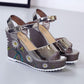 Wedge Sandals Women's Summer Casual Style Rhinestone Rivet Platform Platform Shoes  High Heel Roman Shoes