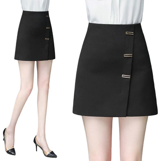 Black Short Skirt Women Sexy A-line High Waist Zipper Elastic Waist Club Casual Home Office