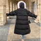 Winter Women's Cotton Jacket Over The Knee Long Large Fur Collar
