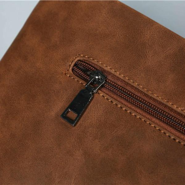 Business Briefcase Men Retro Brown Waterproof Soft Leather IPad Tote Shoulder Bags Computer Bag