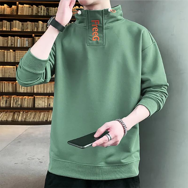 Youth Turtleneck Sweater Men's Autumn Long Sleeve Sweatshirts Trend Casual Loose Pullover Sweater Outerwear