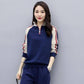 Thin Sports Suit Women's Spring and Autumn Long-sleeved Sweater Pants Two-piece Stand Collar Stitching Casual Suit