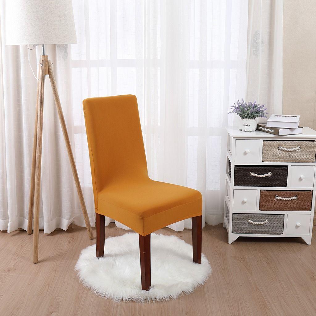 Solid Color Elastic Chair Cover Protector Universal Slipcover Kitchen Dining Chair Cover Removable
