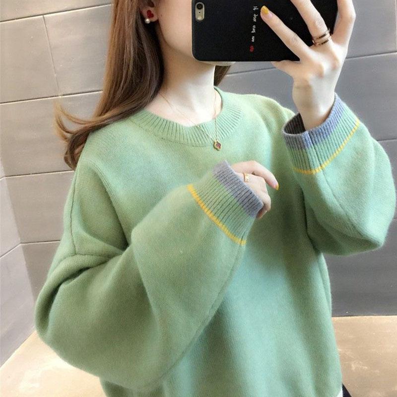 Autumn and Winter Loose Pullover Sweater Thick Short Knit Bottoming Shirt Fashion Casual Girl Sweater