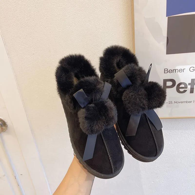 Winter Wear Cute Bread Shoes and Snow Boots Women's Thick and Velvet Warm Cotton Shoes
