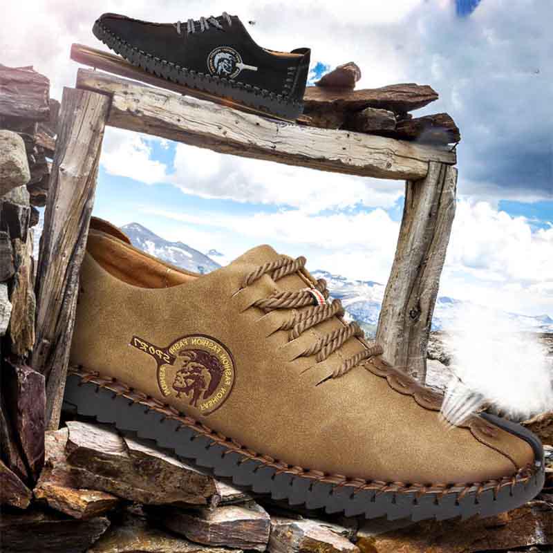 Genuine Leather Handmade Shoes Low-top Soft Bottom Peas Shoes Large Size Men's Shoes Father Shoes