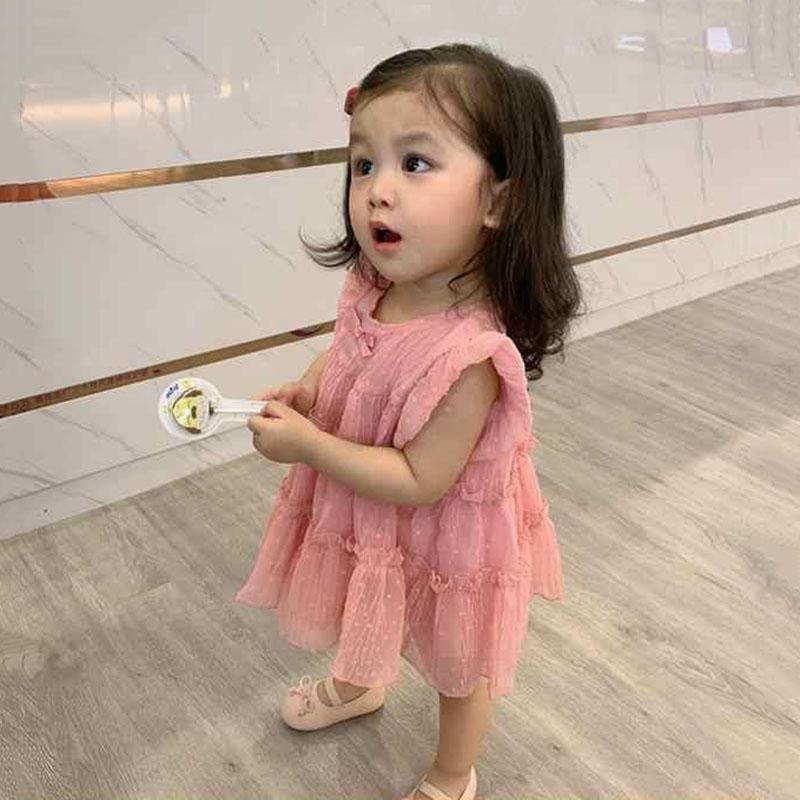 Girls Summer Dress Baby Girl Princess Skirt Sweet Tutu Skirt Children's Dress Baby Skirt Thin Cake Skirt Sleeveless A-Line Skirt