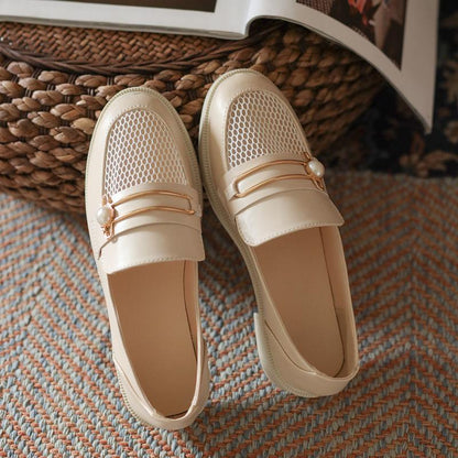 Net Shoes Leather Shoes Women's Breathable Mesh Hollow Flat-bottomed Shoes Women's Non-slip Sandals Breathable Ladies' Leather Shoes