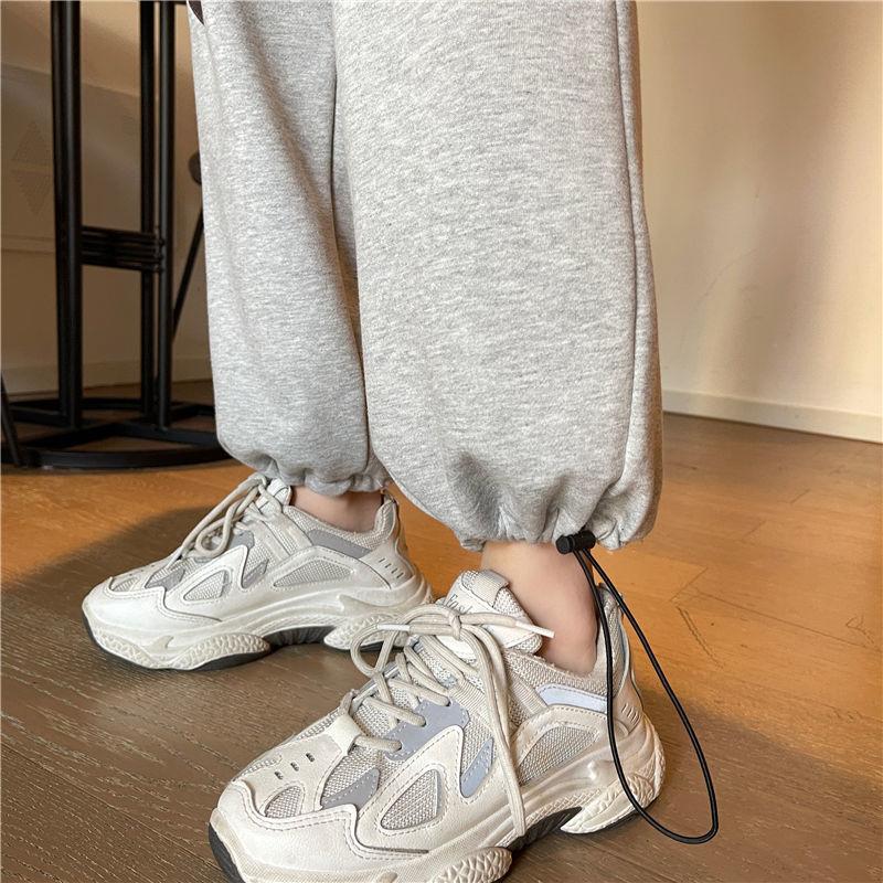Spring and Summer Korean Style High-waist Drape Loose Loose Casual Trousers Thin Wide-leg Straight Sports Pants Student Girl Trend