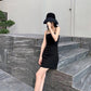 Black Suspender Skirt Dress Was Thin with A Little Black Dress Hepburn Style Skirt Female
