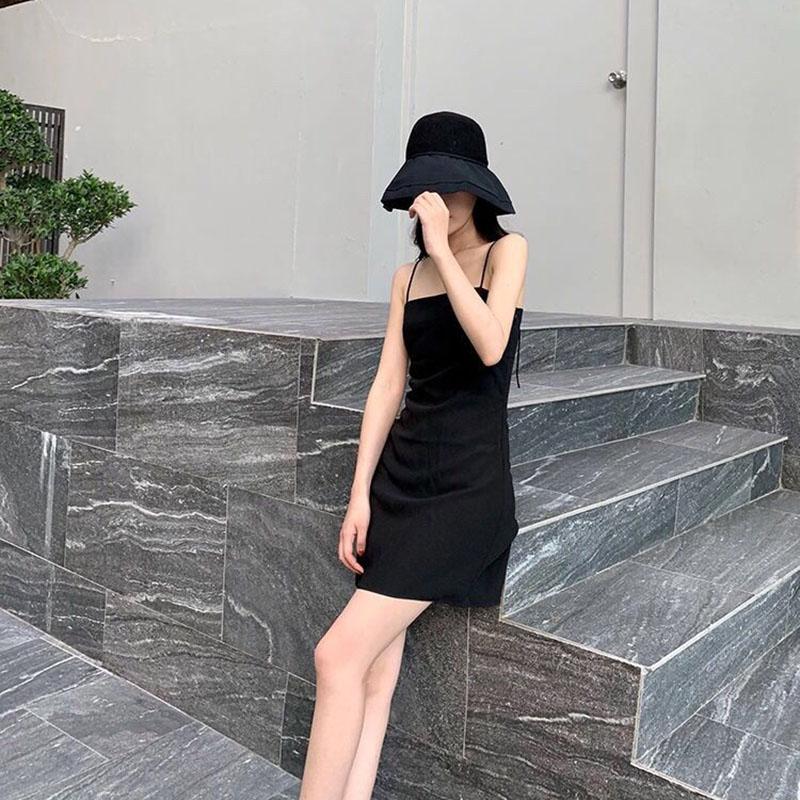 Black Suspender Skirt Dress Was Thin with A Little Black Dress Hepburn Style Skirt Female