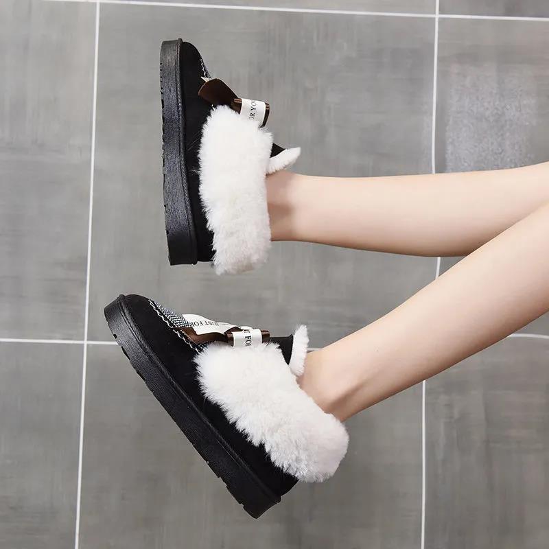Snow Boots Double Ball Fashion Thickening Plus Velvet Warm Anti-skiing Boots Cotton Shoes