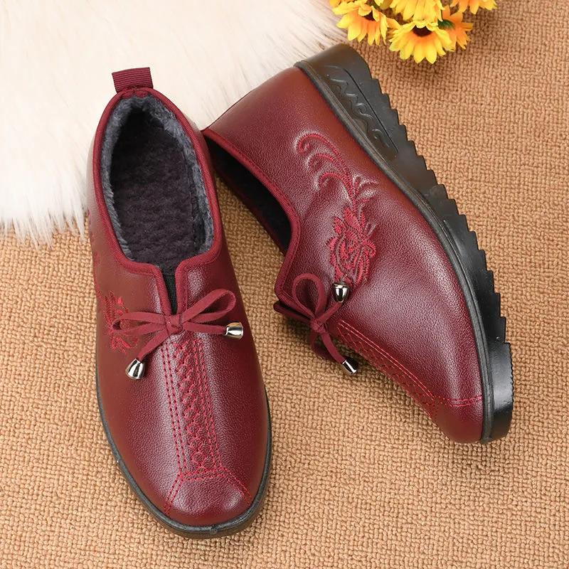 Winter Non-slip Comfortable Women's Cotton Shoes Plush Thick Warm Leather Waterproof Boots