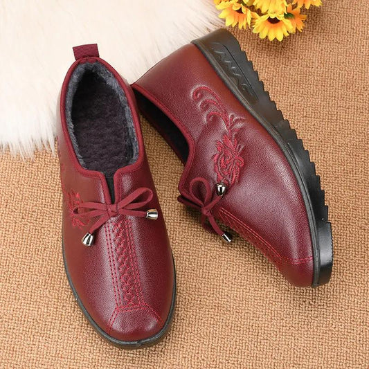 Winter Non-slip Comfortable Women's Cotton Shoes Plush Thick Warm Leather Waterproof Boots