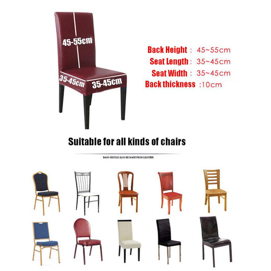 2/4/6Pcs Waterproof Chair Cover PU Leather Fabric Chair Covers Big Elastic Seat Chair Covers Stretch Seat Case For Home Banquet