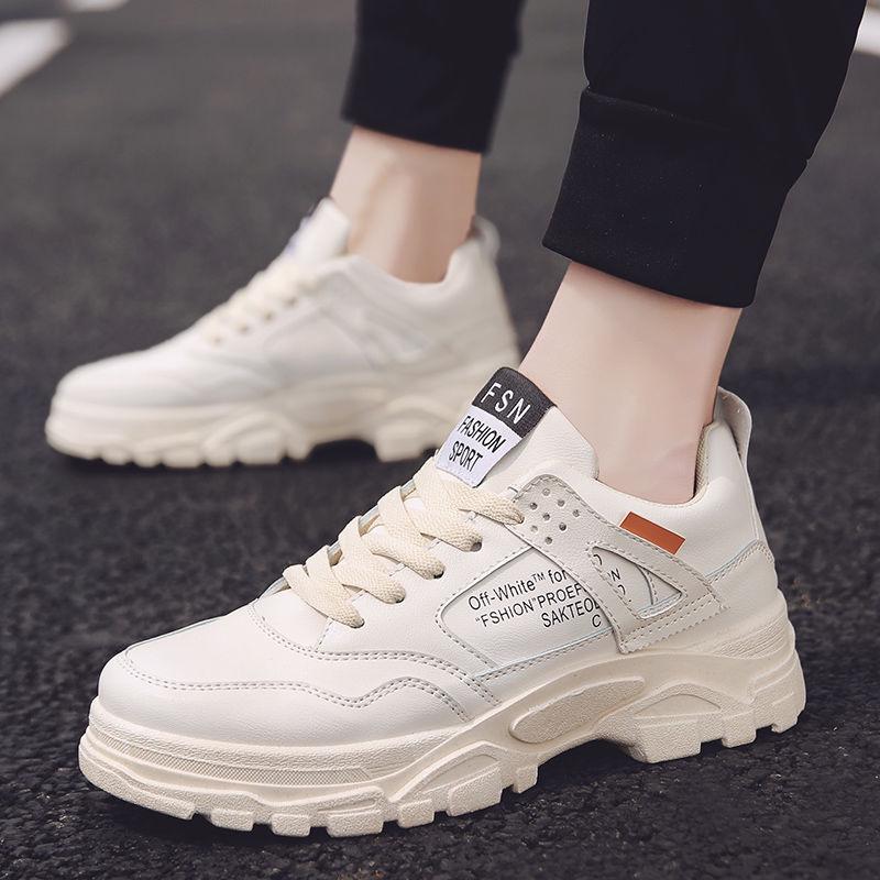 Fashion Comfort Mens Casual White Flat Fashion Daddy Shoes  Leisure Sweat-Absorbant Sneaker Male