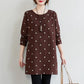 Women Casual Long Sleeve O Neck Wave Point T-Shirt Spring Vintage Loose Tee Tops Pullover