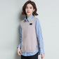 Spring and Autumn Round Neck Knitted Vest Women's Solid Color Halterneck Waistcoat Short Casual Sleeveless Sweater