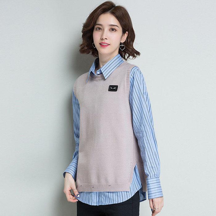 Spring and Autumn Round Neck Knitted Vest Women's Solid Color Halterneck Waistcoat Short Casual Sleeveless Sweater