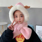 Autumn and Winter New Children's Antler Hat Scarf Integrated Plush Thickened Lovely Warm Hat Men's Treasure Women's Treasure Small Hat