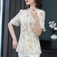Women's Summer Chiffon Short Sleeve Top V-Neck Large Floral Loose T-Shirt