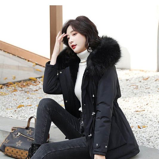 Pai Overcome Women's Padded Jacket Plus Velvet Thickening Was Thin In The Long Section Down Padded Jacket Short Winter Jacket