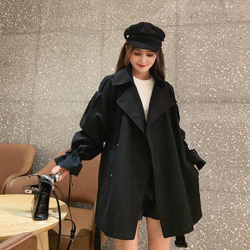 Women's Short Coat Loose and Thin All-match POLO Collar Windbreaker Women's Short Casual British Style Coat Windbreaker