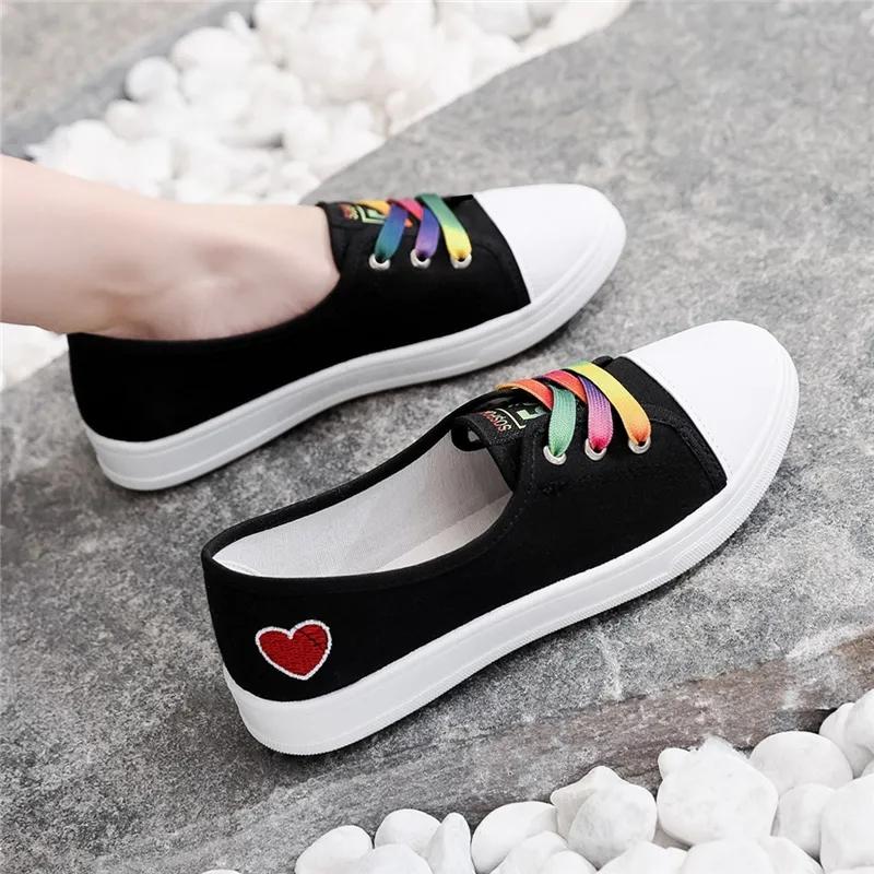 Spring and Summer Embroidered Breathable Canvas Shoes Women's Plus Size All-match Casual Flat Shoes