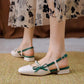 Fairy Style French Single Shoes Women Summer Mid-heel Thick-heeled Small Leather Shoes with Skirt One-word Buckle Sandals