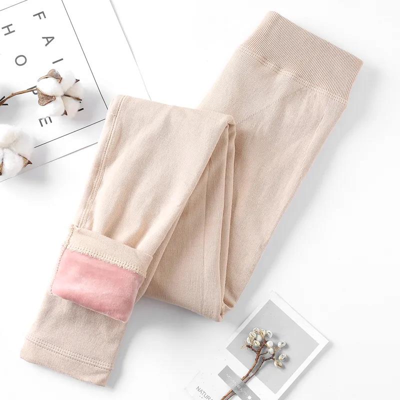 Warm Pants Ladies Long Trousers Cotton Trousers In Autumn and Winter Plus Velvet Thickened Slim Line Pants Student High-waisted Legging Trousers
